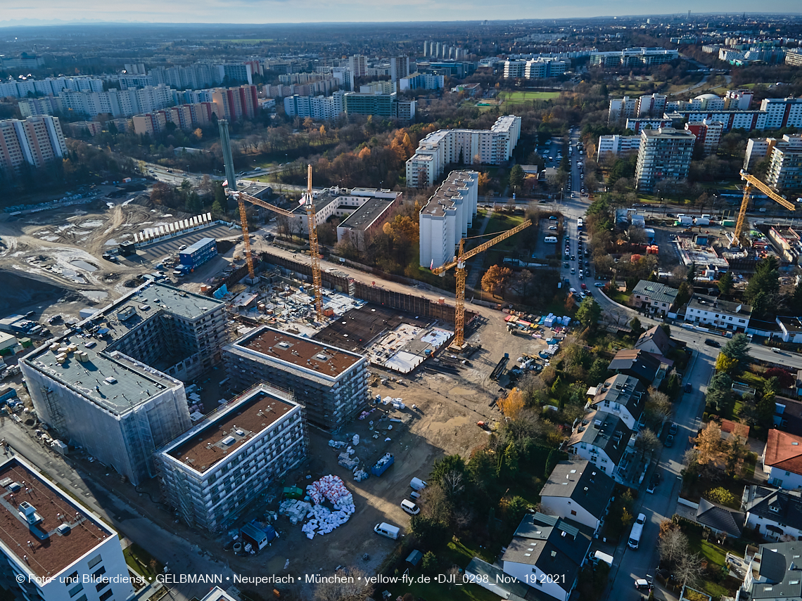 19.11.2021 - Luftbilder von der Baustelle Alexisquartier und Pandion Verde in Neuperlach